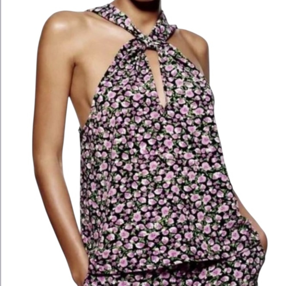 ZARA HALTER top MULTICOLORED NWT size Small